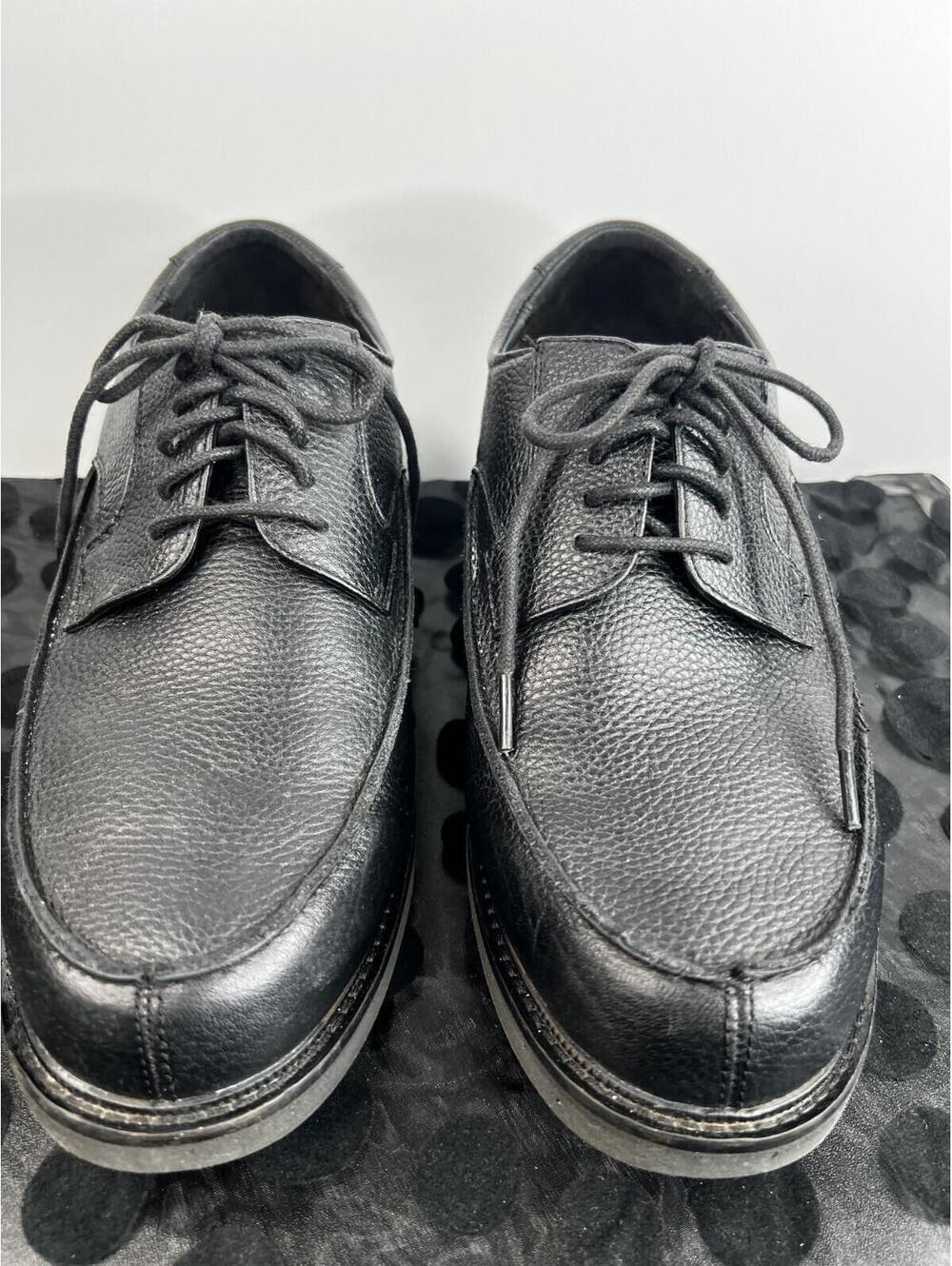 Apex Men’s Black Leather Orthopedic Comfort Shoes X-Wide 11.5 Moc Toe Lace Up